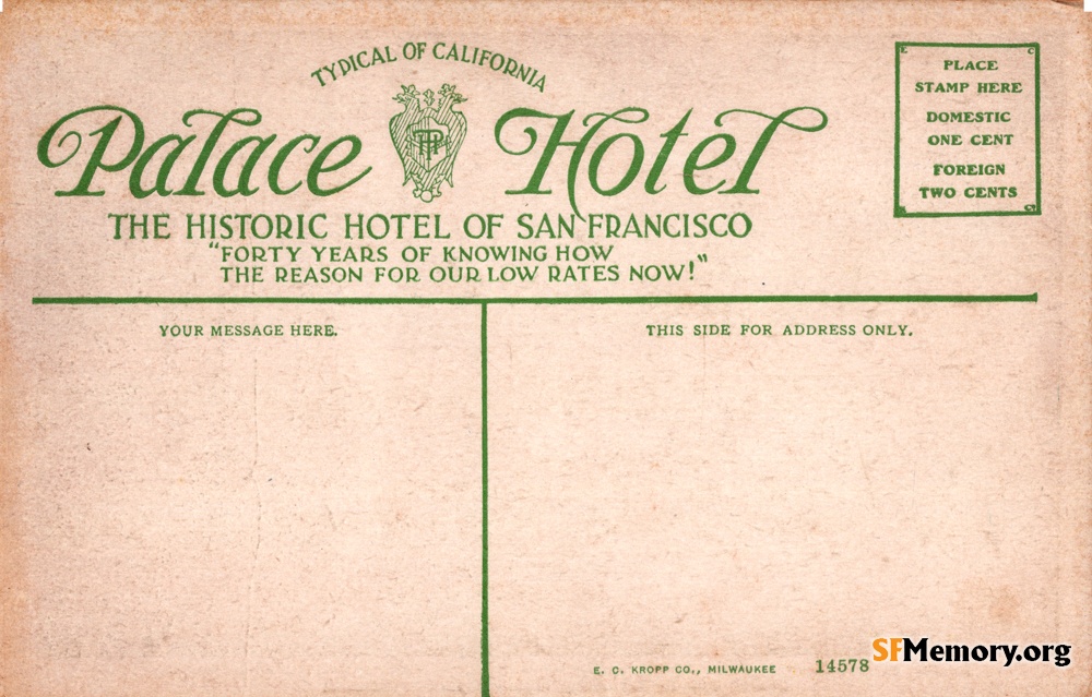 Reverse: Palace Hotel Interior